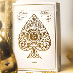 theory11 Artisan Playing Cards White Edition black paper close-up with white faces