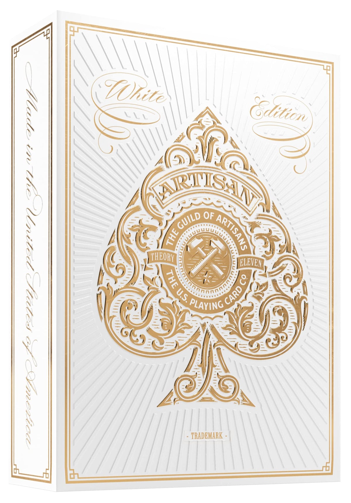 theory11 Artisan Playing Cards White Edition pack cover highlights premium styling for collectors