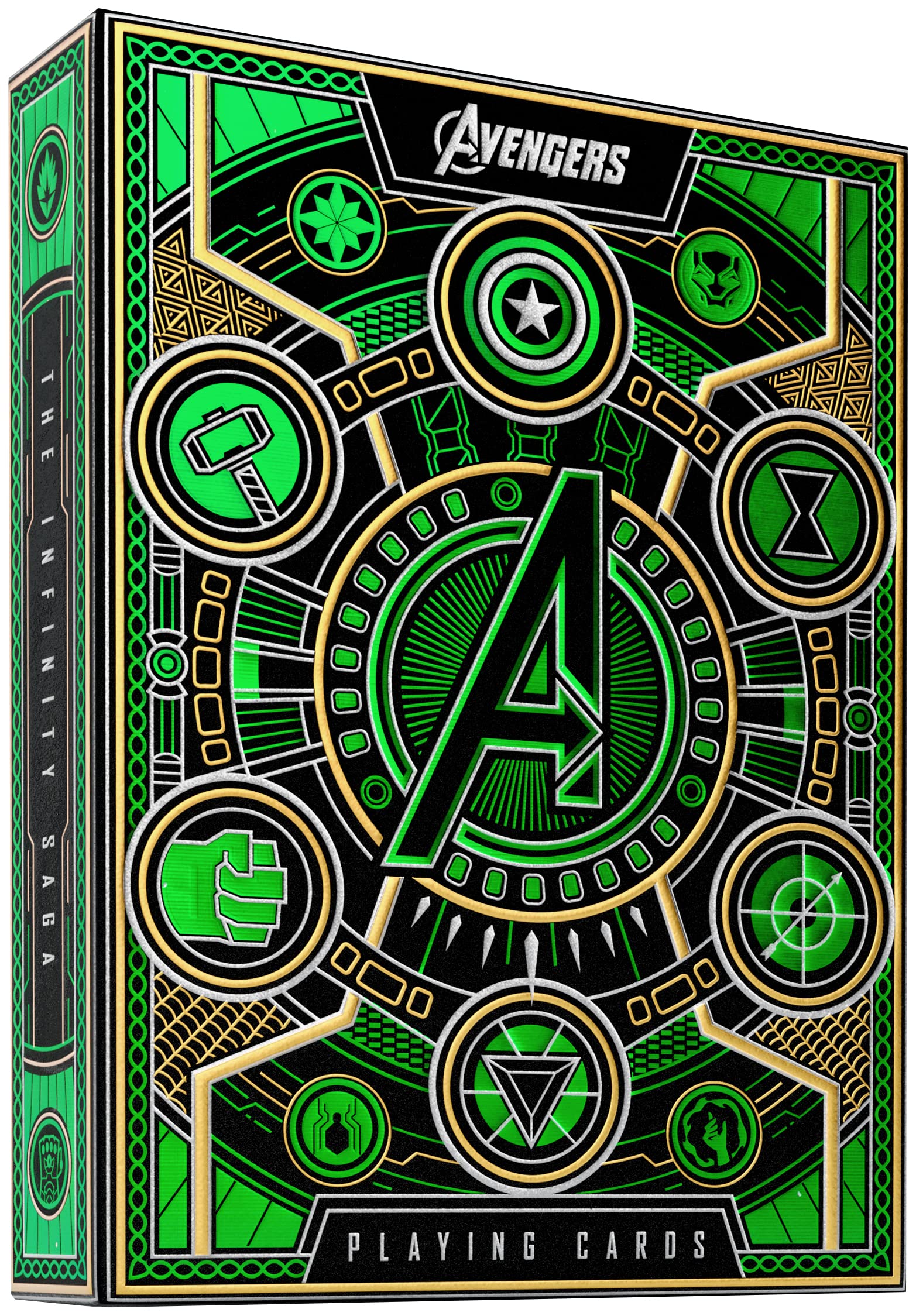 theory11 Avengers Green Edition packaging with radiant green foil for collector display