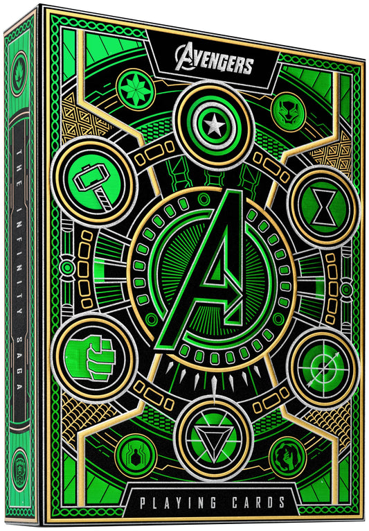 theory11 Avengers Green Edition packaging with radiant green foil for collector display