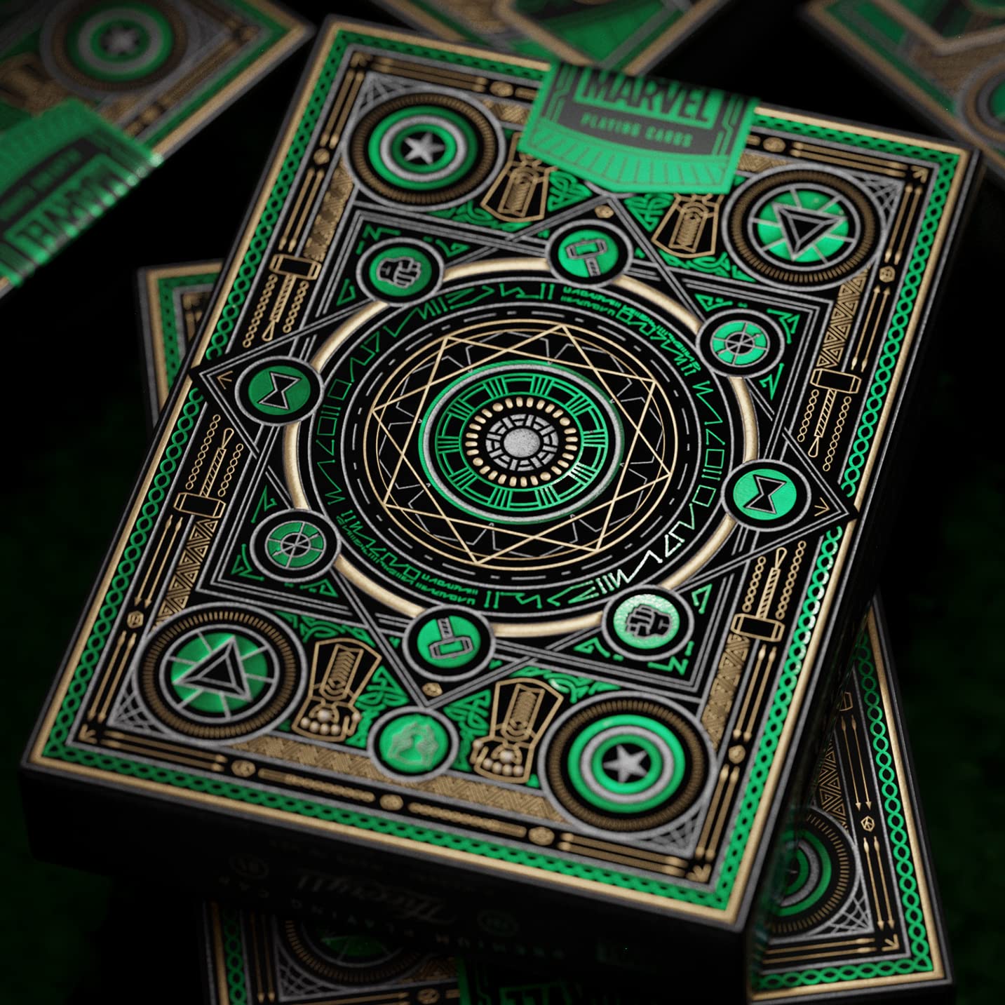 theory11 Avengers Green Edition inside art deck showcases custom character artwork
