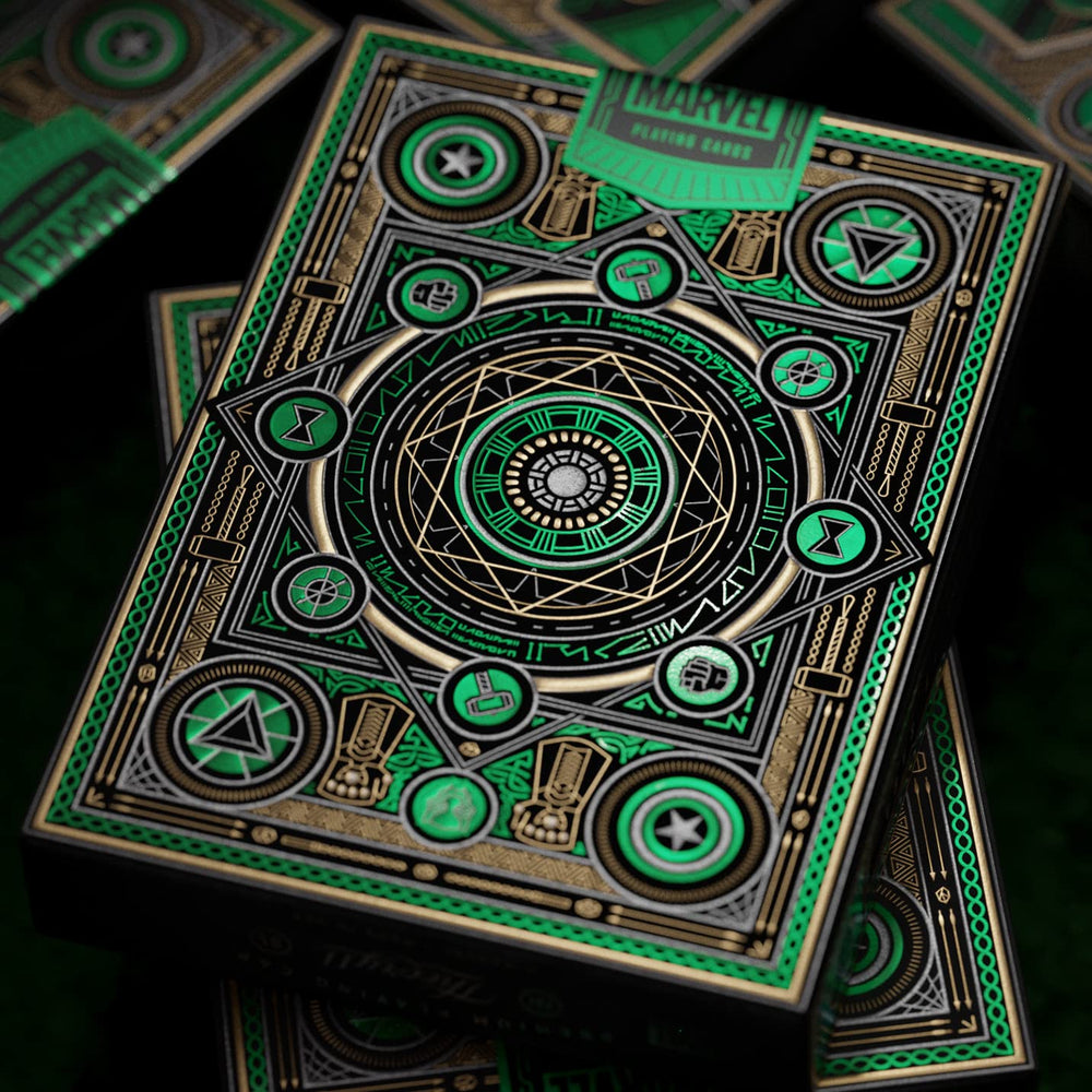 theory11 Avengers Green Edition inside art deck showcases custom character artwork