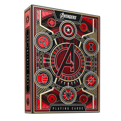Theory11 Avengers Red Edition outer packaging with radiant red foil and gold accents.