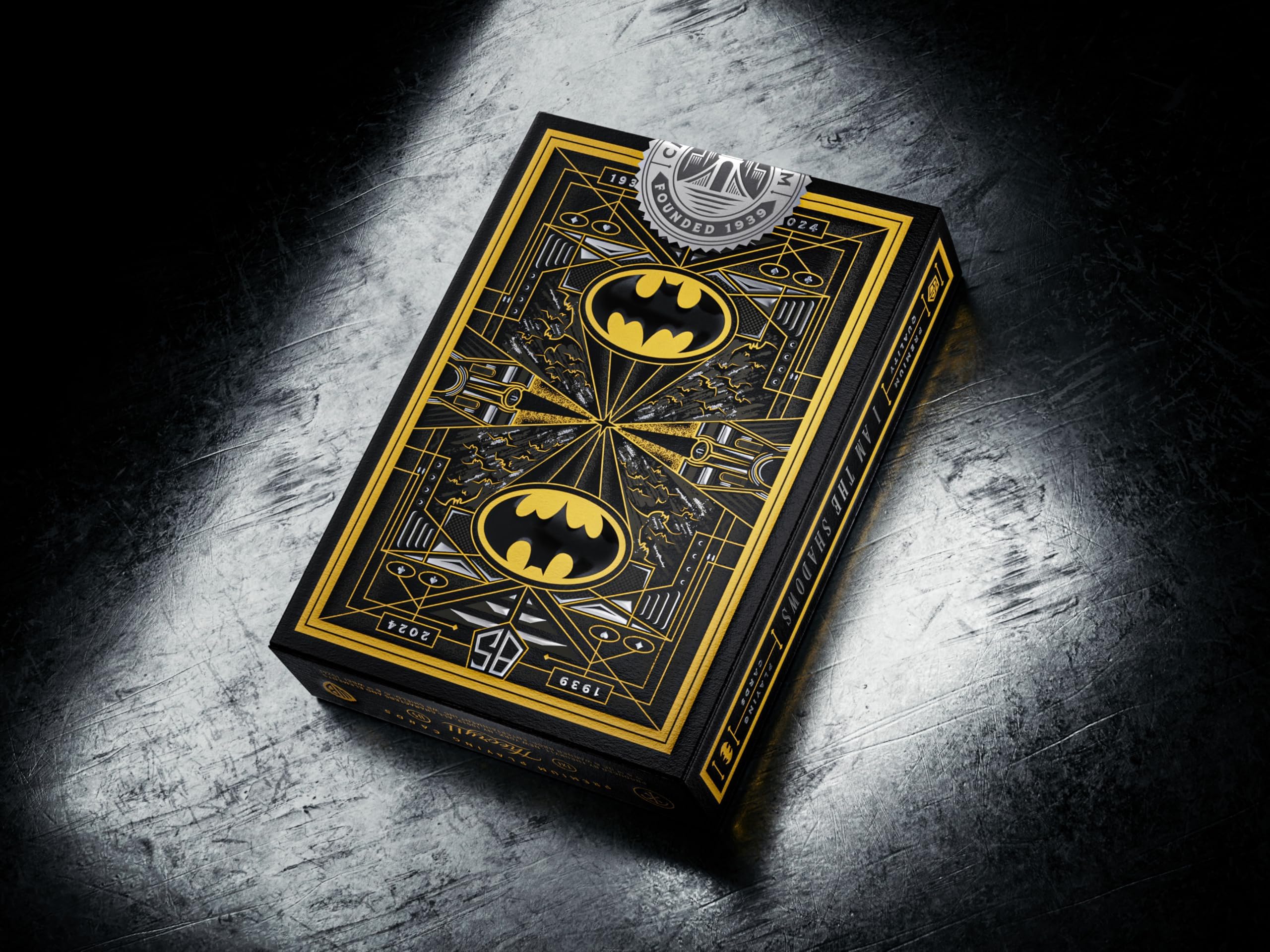 theory11 Batman Joker and Two-Face rogues gallery back design adds dramatic reveals.