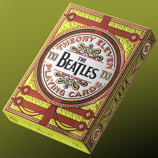 theory11 Beatles Green Deck box side showing embossing and foil accents.