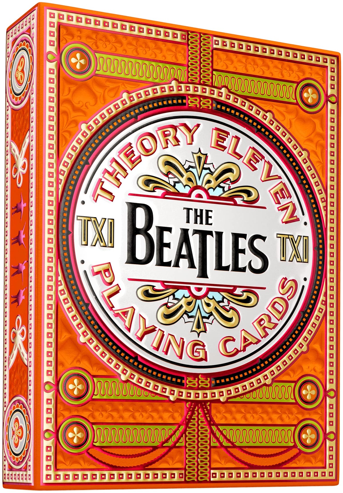 theory11 Beatles orange deck box front highlights vibrant packaging perfect for display