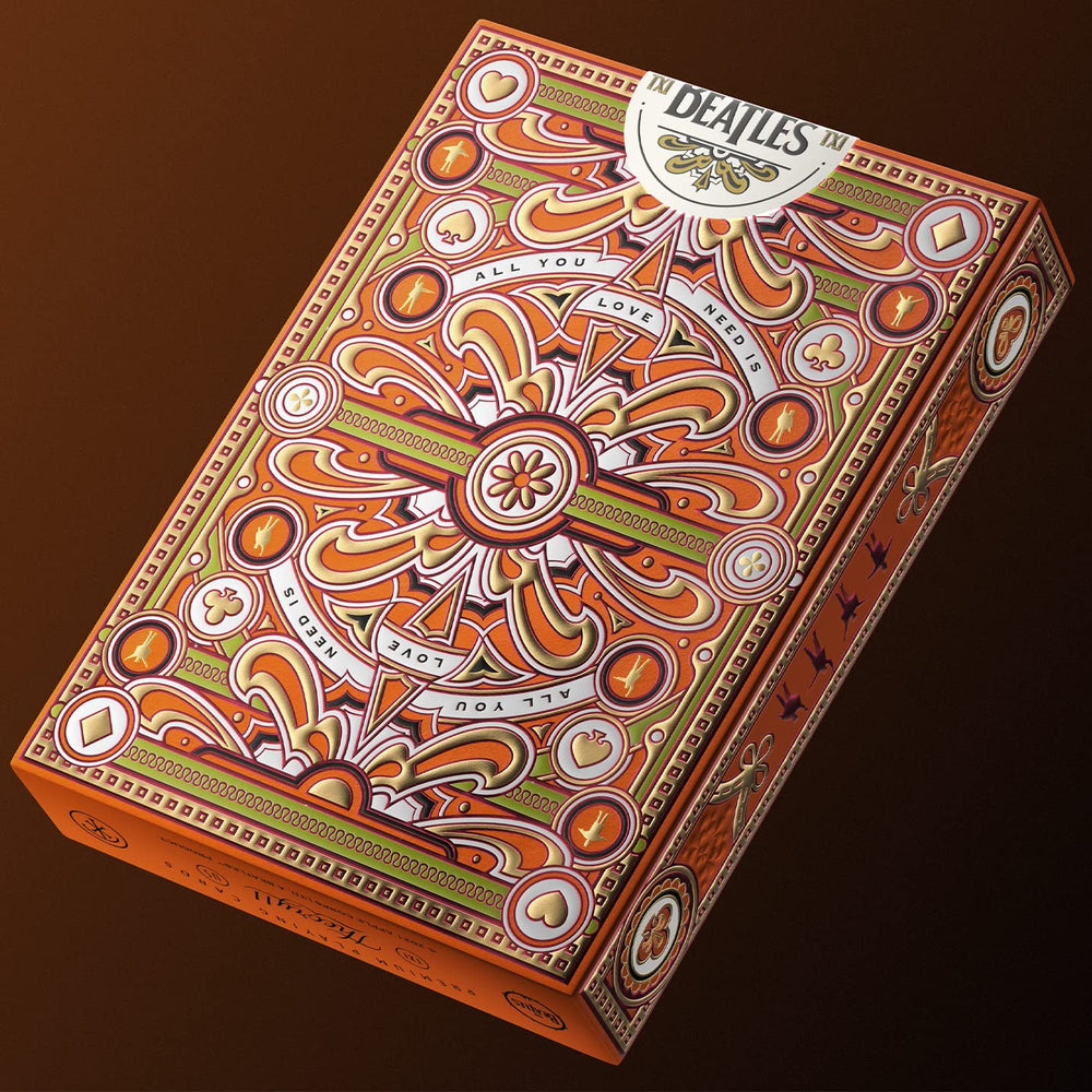 theory11 Beatles orange deck embossing detail adds tactile luxury during handling