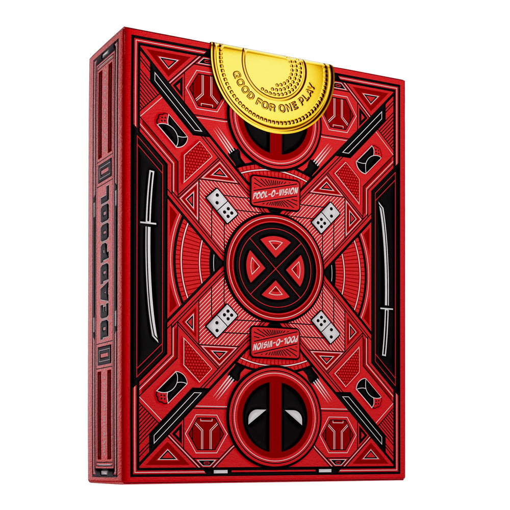 Theory11 Deadpool Premium Playing Cards embossed sleeve adds premium tactile feel.