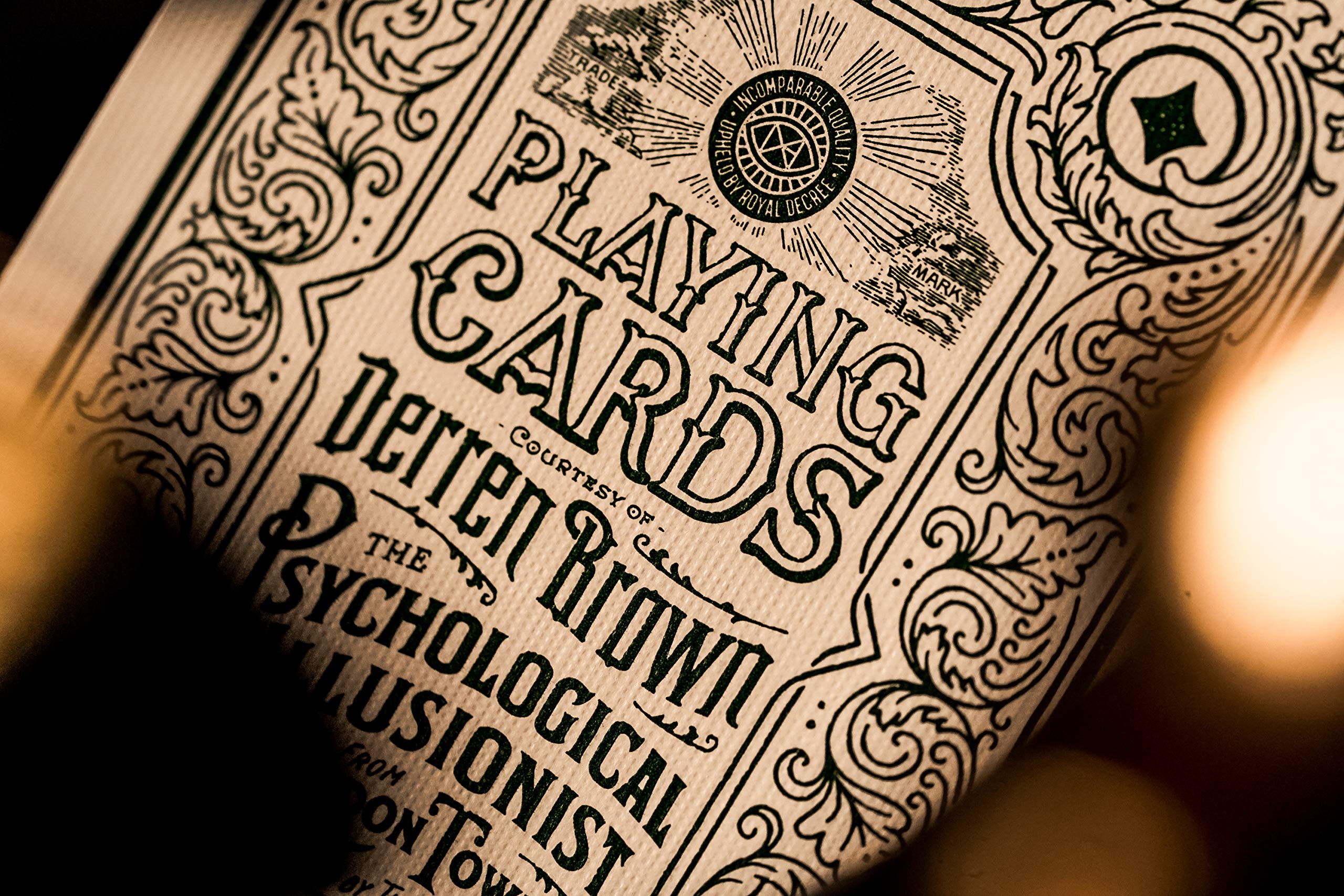 theory11 Derren Brown playing cards box detail reflects luxury packaging and mindful materials.