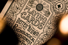 theory11 Derren Brown playing cards box detail reflects luxury packaging and mindful materials.