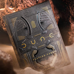 Theory11 Dune cards showcase spice-foil accents for striking shimmer during play.