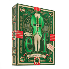 The theory11 Elf Playing Cards deck front—premium holiday design for festive game nights.