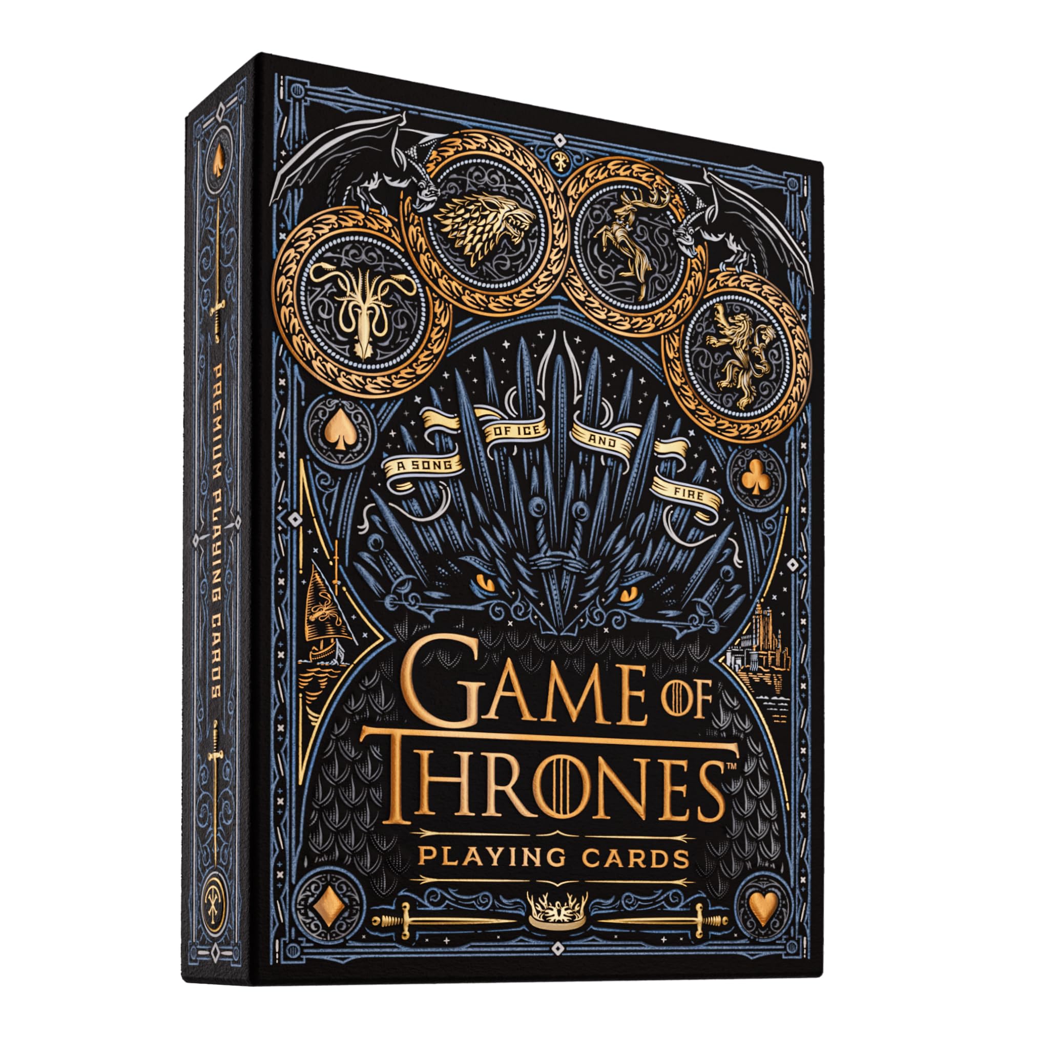 theory11 Game of Thrones deck front with iron throne foil finish for collectors