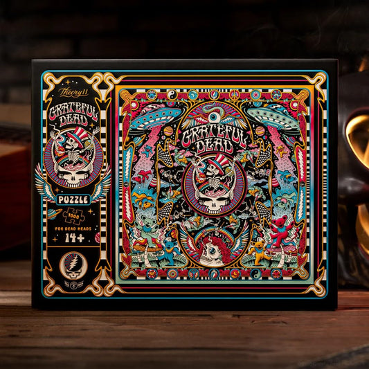 theory11 Grateful Dead Puzzle pieces closeup displays colorful bits to spark engaging assembly