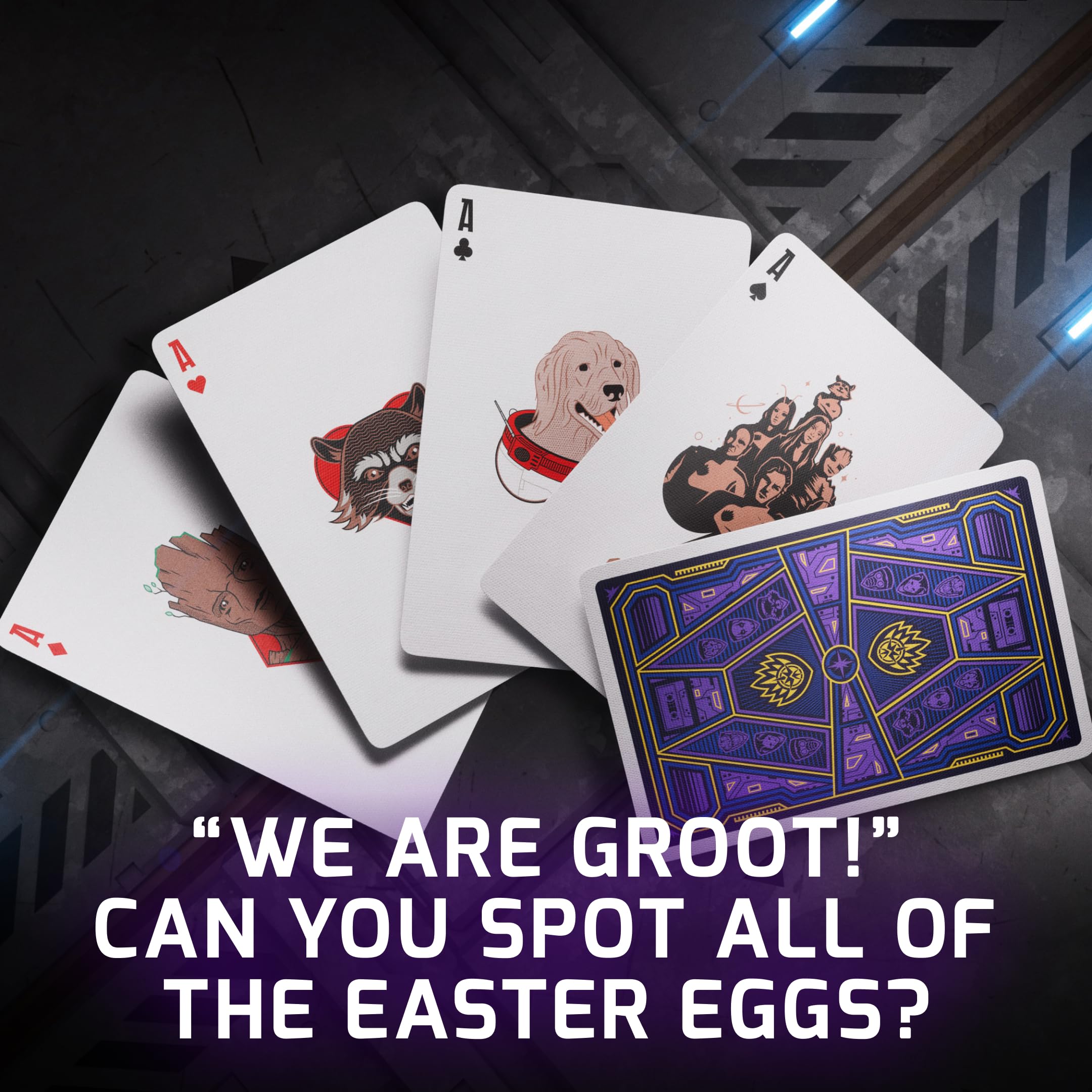 theory11 Guardians of The Galaxy American-made card stock ensures sturdy handling.