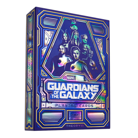 theory11 Guardians of The Galaxy premium packaging with holographic foil enhances shelf appeal for collectors.