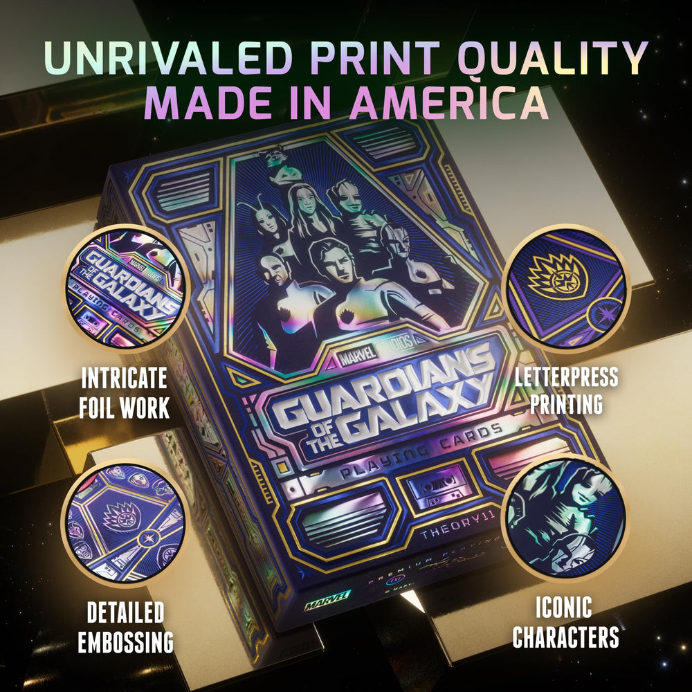 theory11 Guardians of The Galaxy Star-Lord artwork on card backs delivers striking visuals during play.