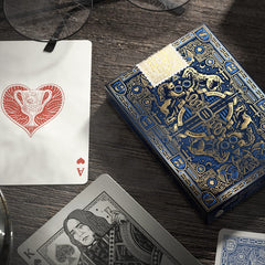 Theory11 Ravenclaw blue box with gold foil and embossing enhances display appeal.