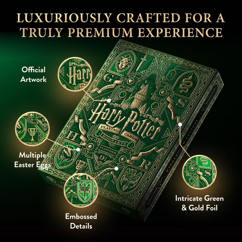 Theory11 Harry Potter playing cards green Slytherin royal gold foil touches.