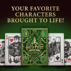 Theory11 Harry Potter playing cards green Slytherin back design for collectible appeal.