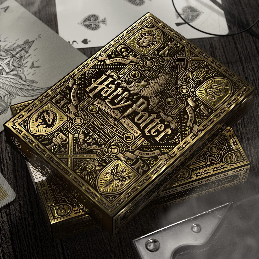 Theory11 Harry Potter playing cards box with gold foil details, ideal for gifting