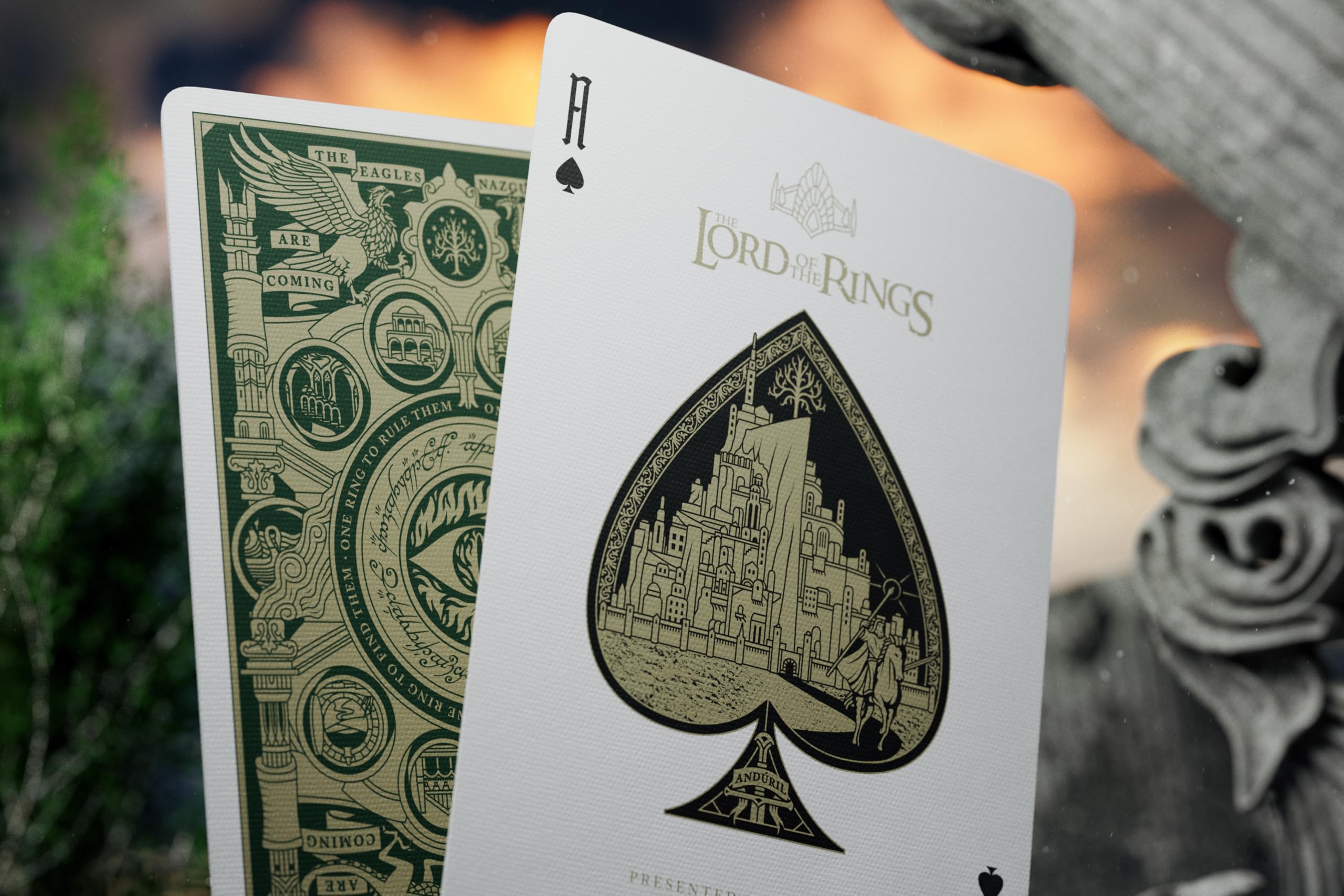 Theory11 Lord of the Rings box with gold and emerald foil
