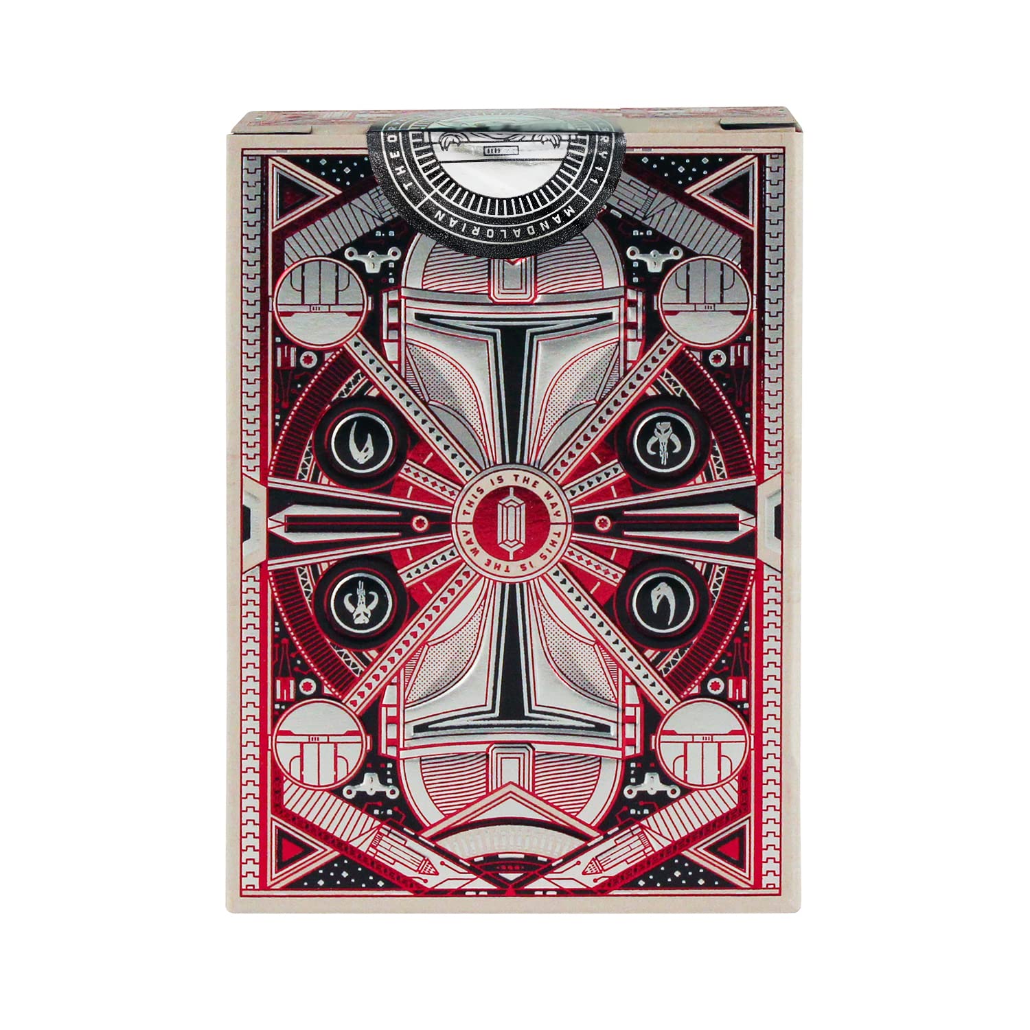 theory11 Mandalorian playing cards 3D helmet embossing on packaging enhances shelf appeal