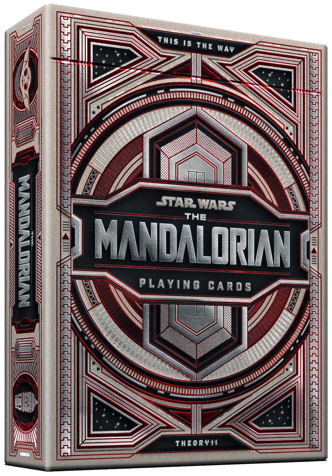 theory11 Mandalorian playing cards outer packaging with Beskar silver foil for premium unboxing
