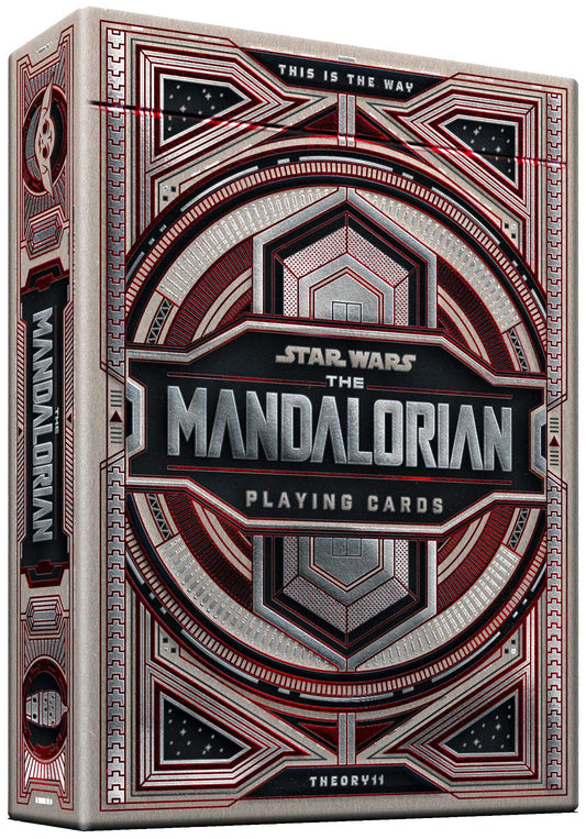 theory11 Mandalorian playing cards outer packaging with Beskar silver foil for premium unboxing