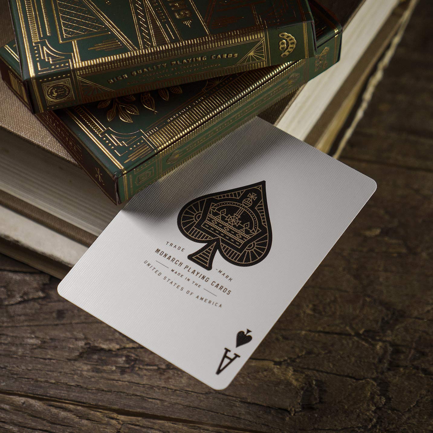 theory11 Monarch Green deck uses FSC-certified paper with plant-based inks.