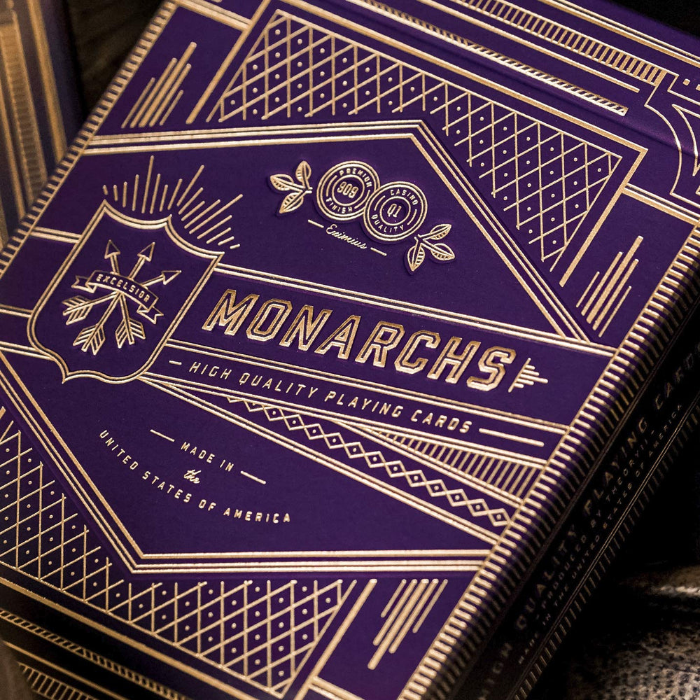 theory11 Monarchs Purple card faces display vintage elegance and smooth handling.