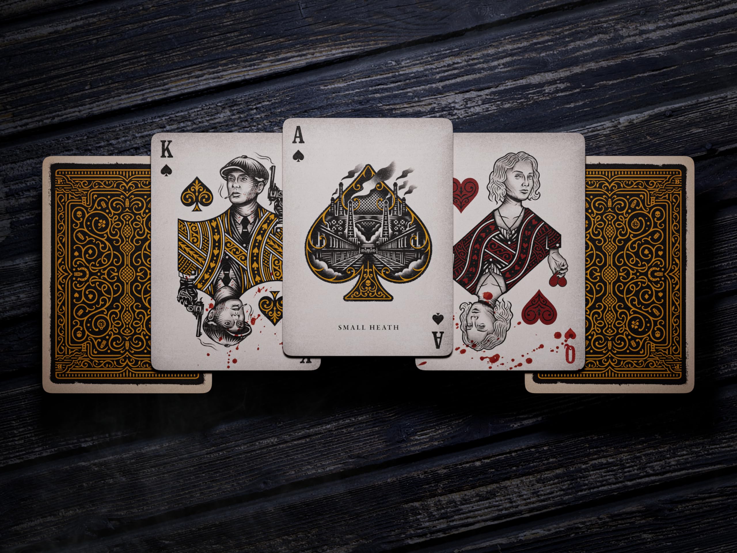 Theory11 Peaky Blinders deck packaging displays licensed design.
