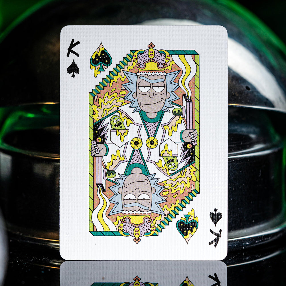 Theory11 Rick and Morty playing cards face cards, Jokers featuring Pickle Rick for immersive gameplay.