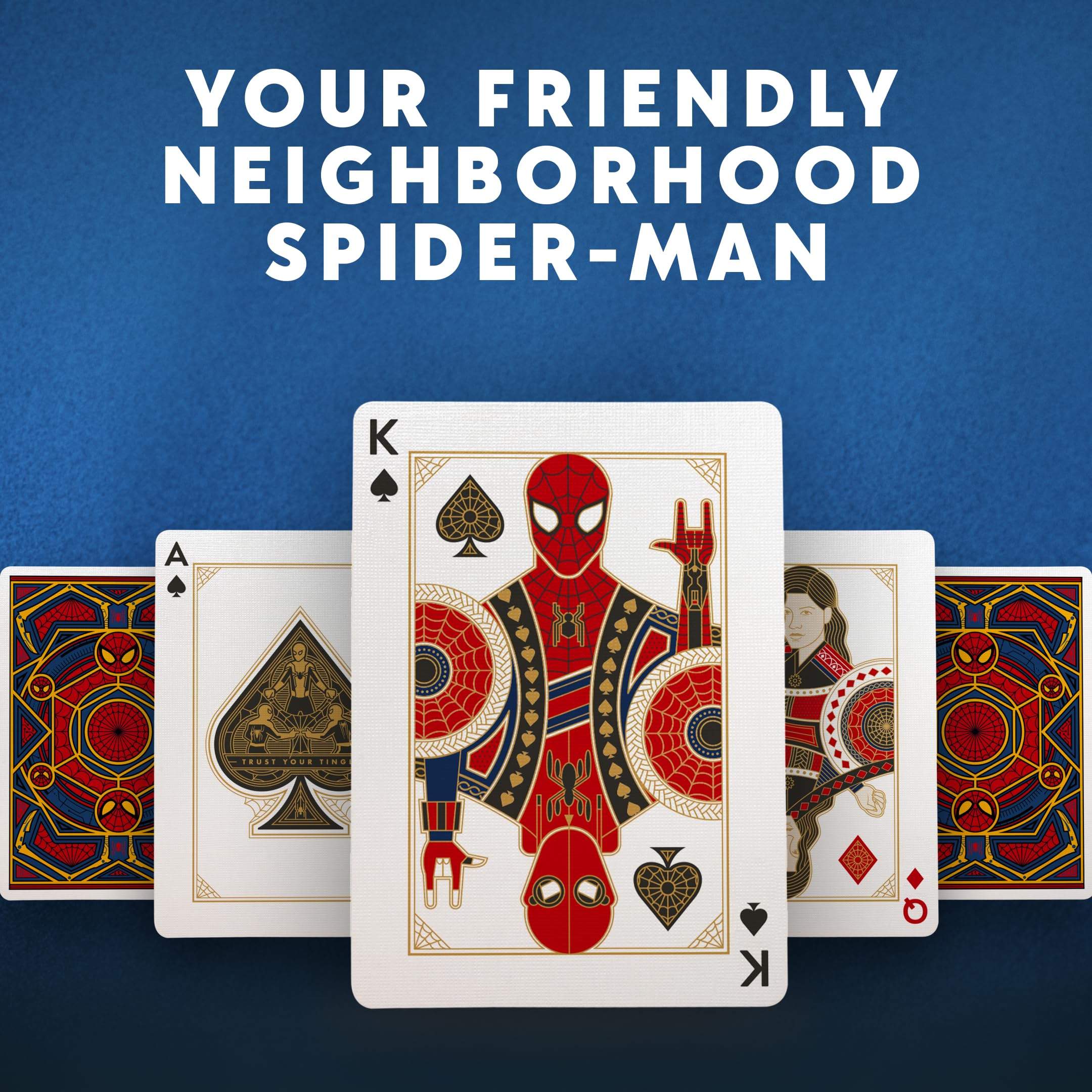Theory11 Spider-Man embossing adds tactile depth to the cards