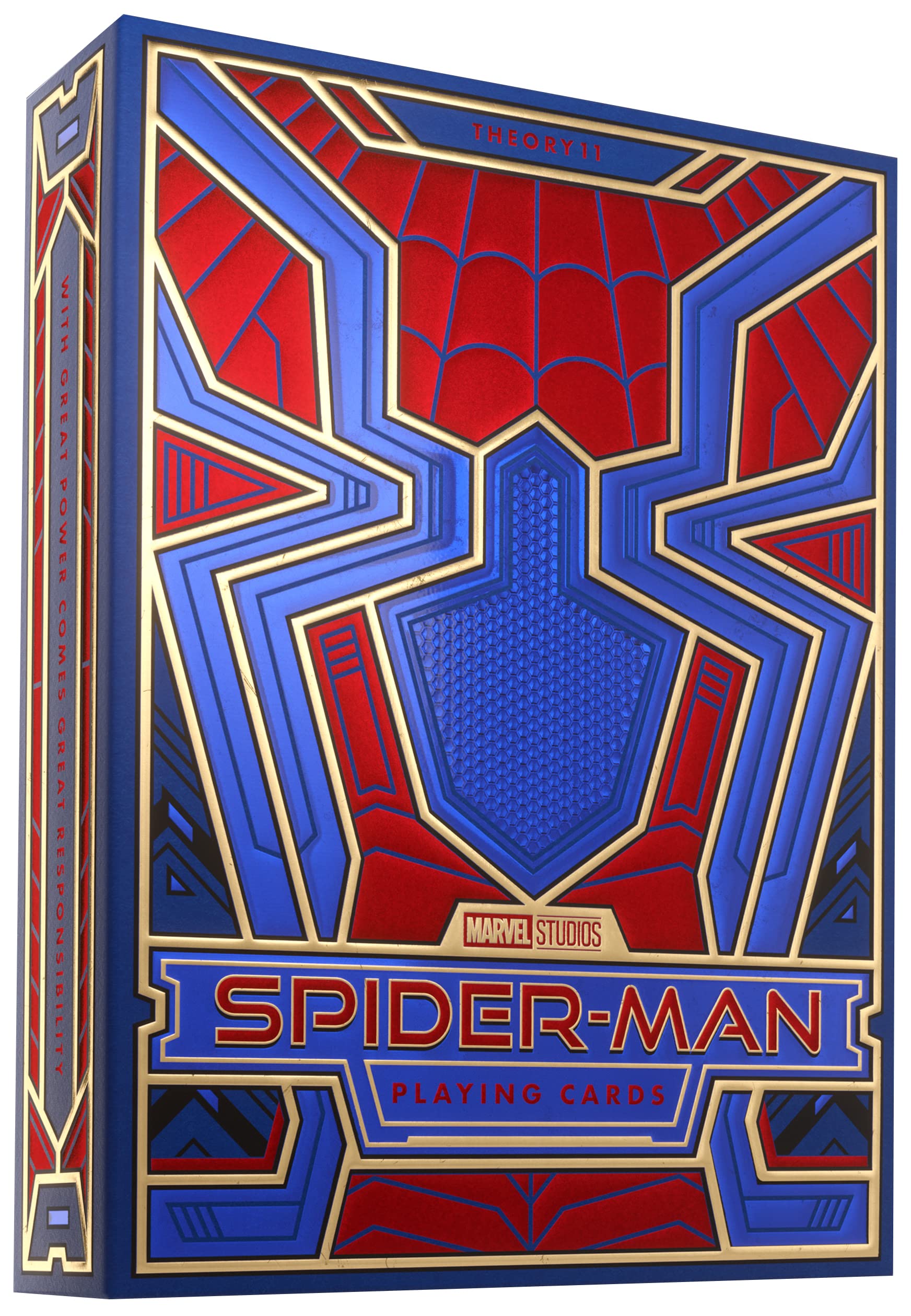 Theory11 Spider-Man deck outer packaging with web motif enhances shelf appeal