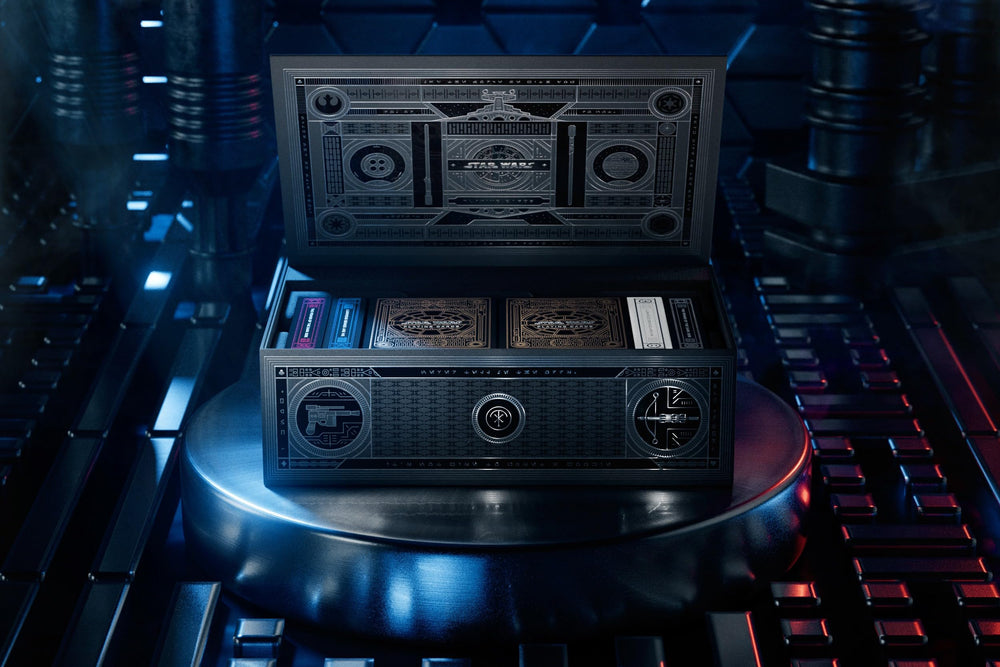 Theory11 Star Wars Force Box with six premium decks offers tactile, foil-accented play.