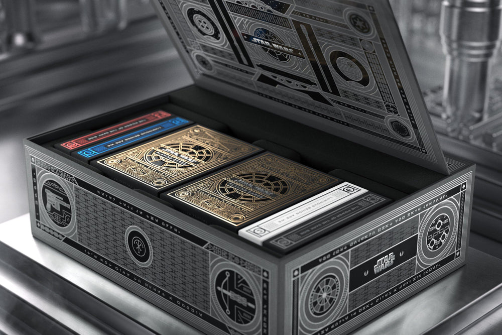 Theory11 Star Wars Force Box Decks feature red blue silver gold foil accents.