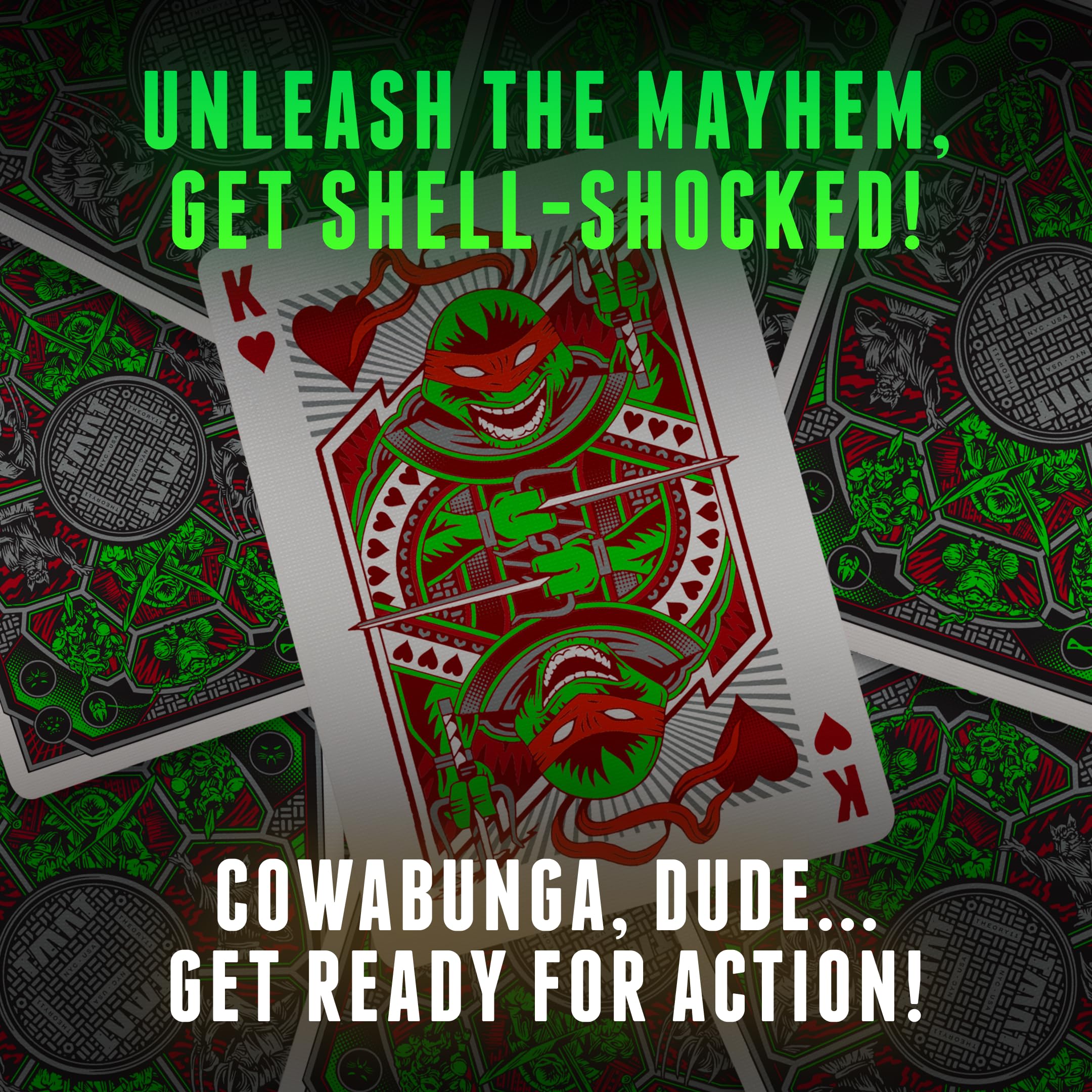The theory11 TMNT premium playing cards Donatello artwork with clever detailing.