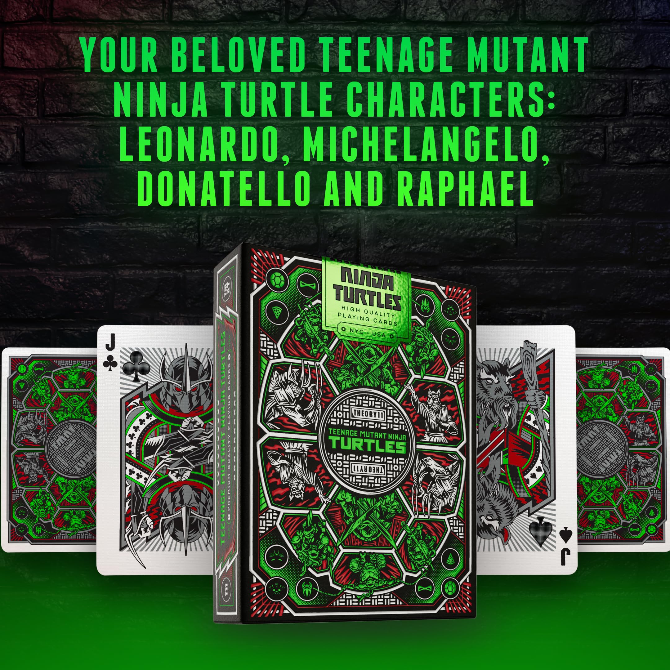 The theory11 TMNT premium playing cards Leonardo art for collectors and fans.
