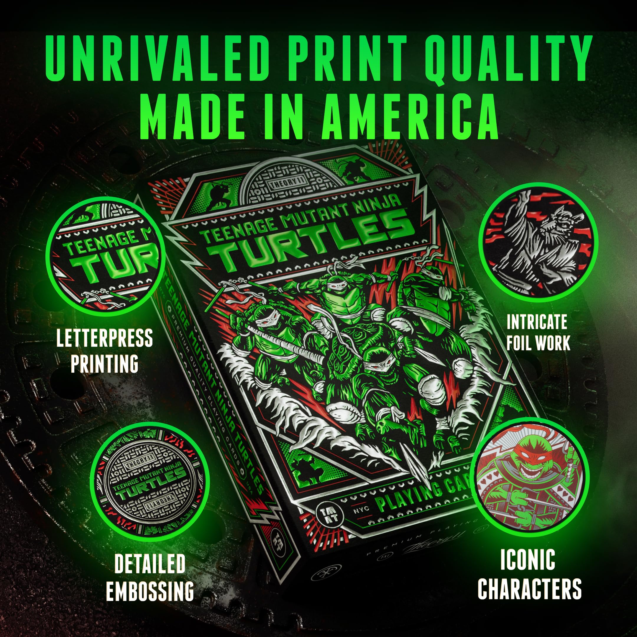 The theory11 TMNT premium playing cards Michelangelo artwork for energetic play.