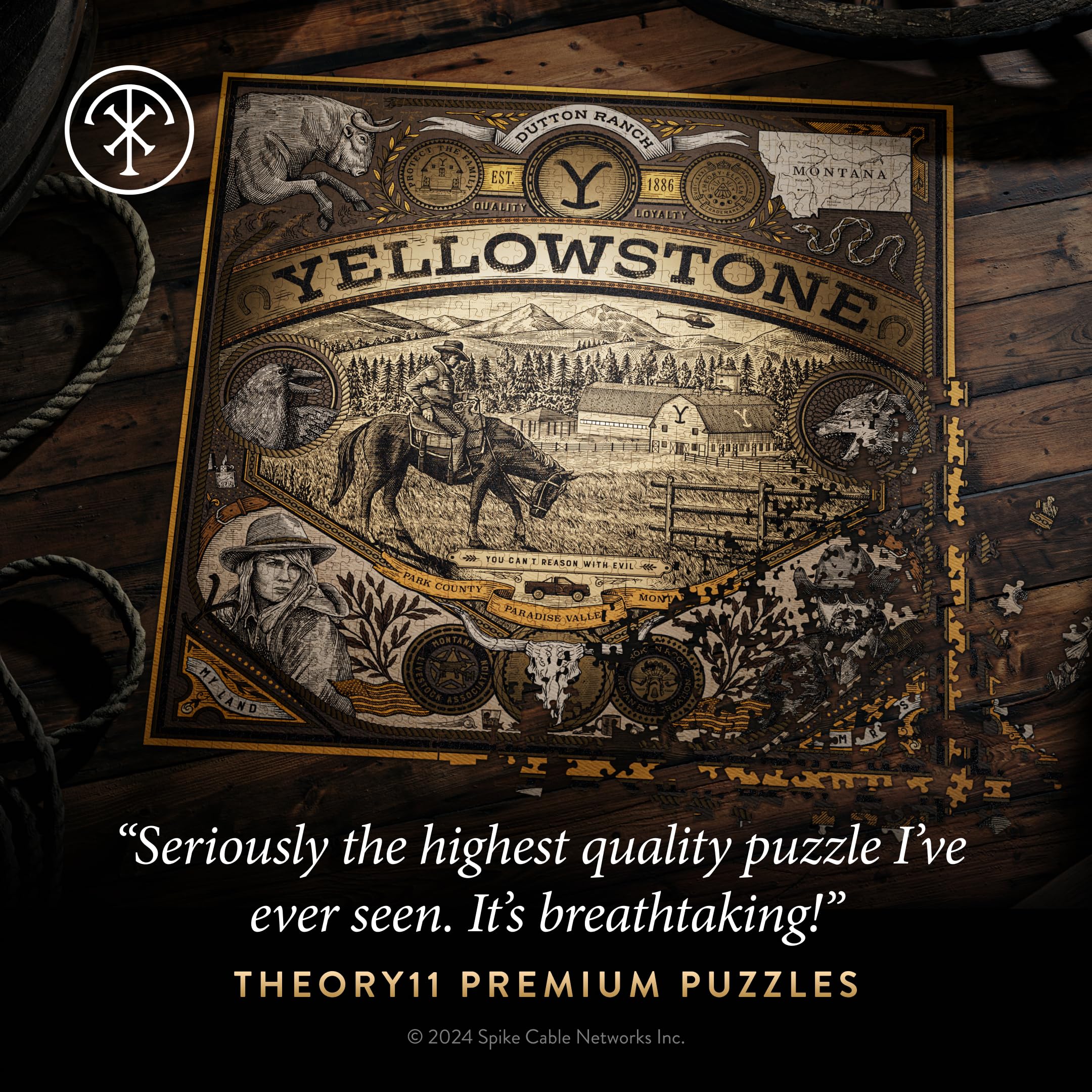 Theory11 Yellowstone puzzle assembled scene ready for room display.