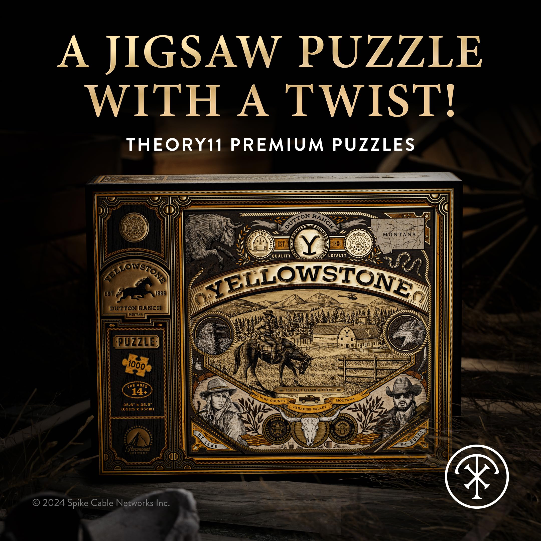 Theory11 Yellowstone puzzle with gold foil details adds a luxe display touch.