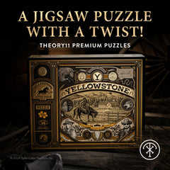 Theory11 Yellowstone puzzle with gold foil details adds a luxe display touch.