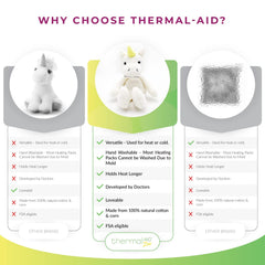 Thermal-Aid Juno the Unicorn natural corn filling resists mold and supports repeated use.