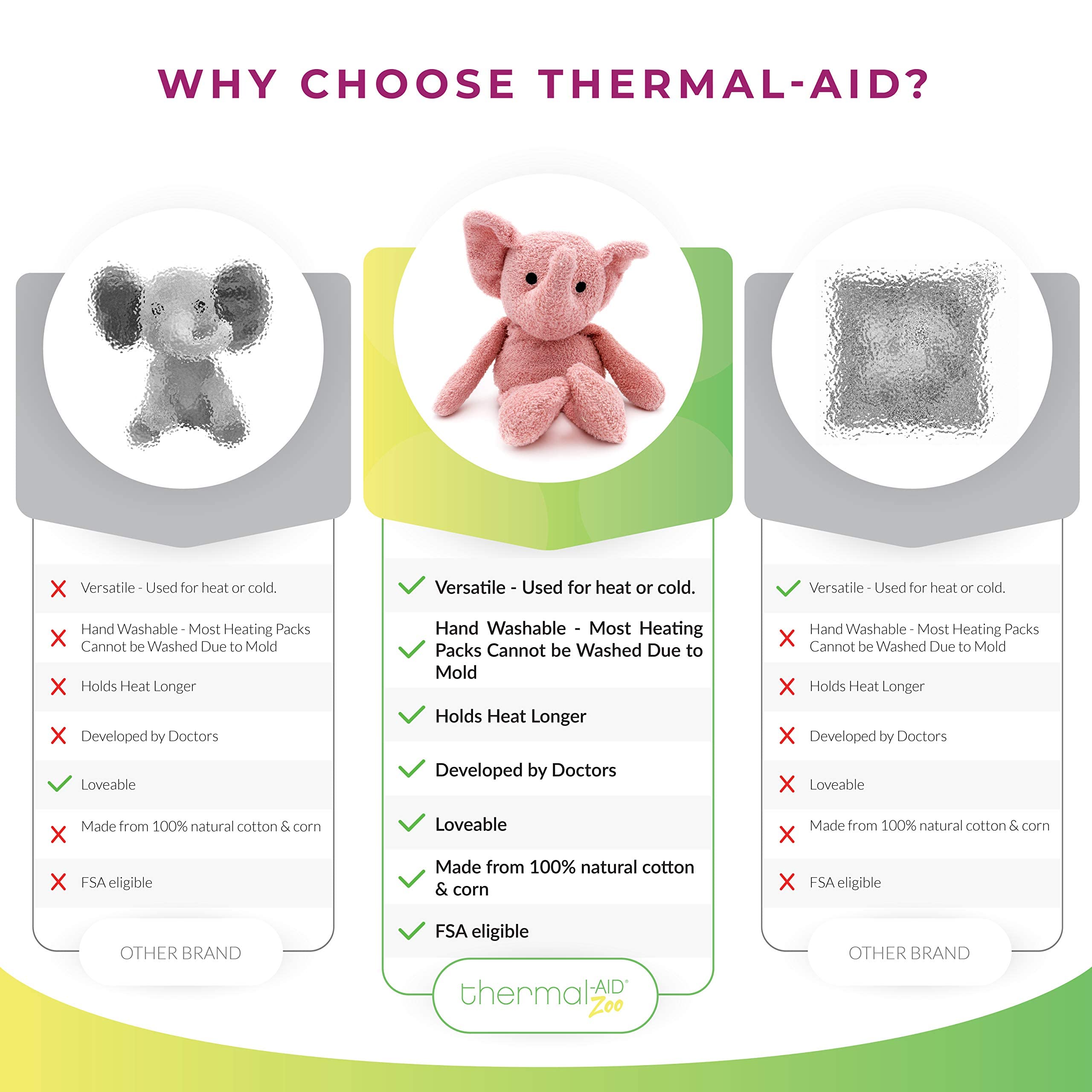 Thermal-Aid Tiny The Elephant cold pack straight from the freezer for soothing chill.