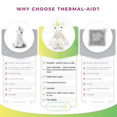 Thermal-Aid Zoo Juno unicorn hot-cold pack in adorable plush