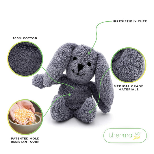 Thermal-Aid Zoo Mini Baxter the Bunny washable plush stays clean between uses