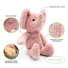 Thermal-Aid Zoo Mini Elephant is washable plush for easy cleanup