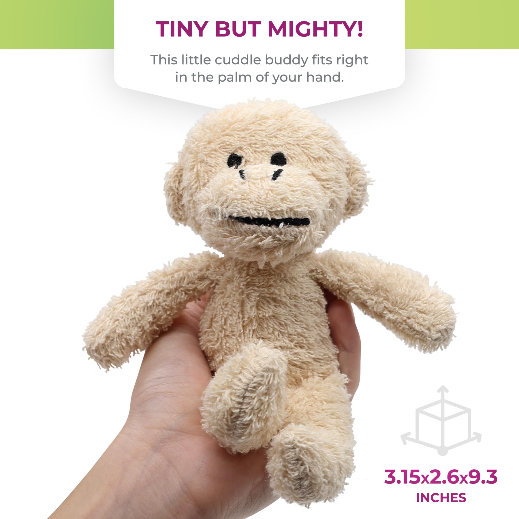 Thermal-Aid Zoo Mini Jo Jo Monkey natural corn filling helps resist mold.