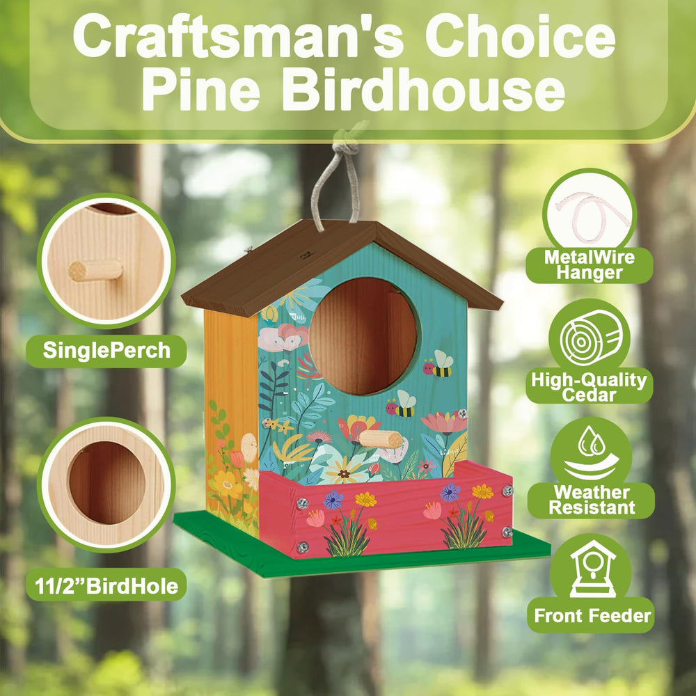 Thick&Thin bird-friendly design with feeding trough and perch.